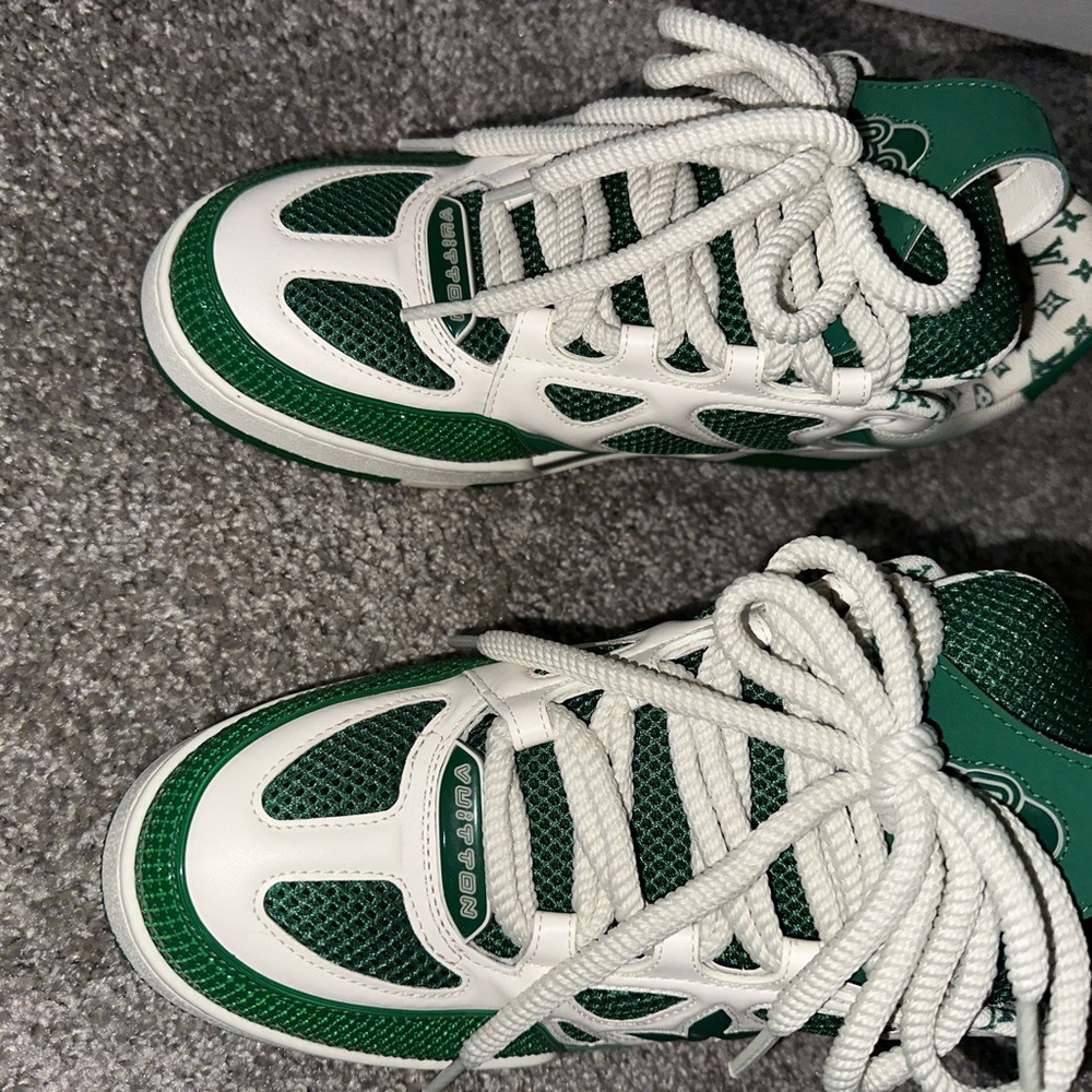 Louis Vuitton Green and White Sneakers with Chunky Design